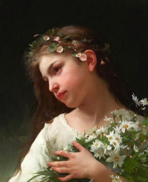 Girl with a Bouquet of Daisies by Jules Cyrille Cave